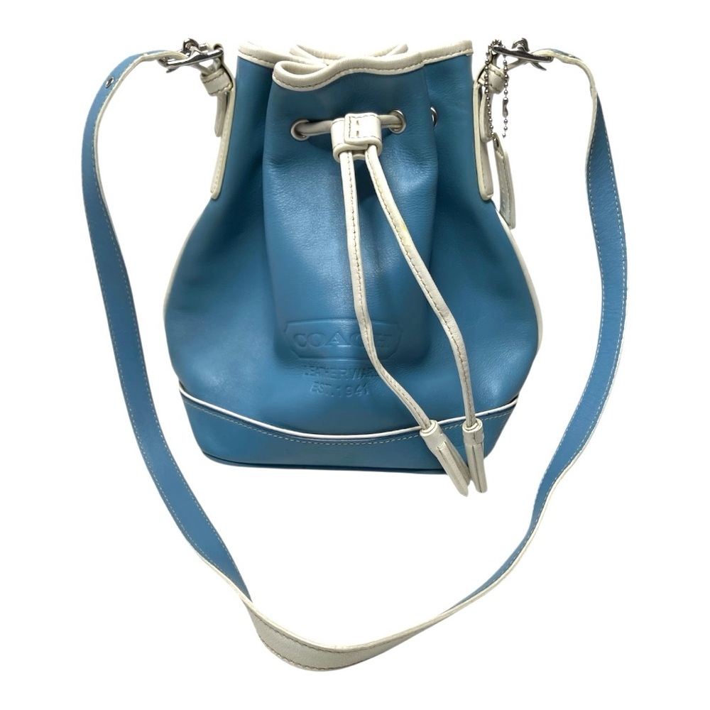 Coach 2003 Blue and White Leather Bucket Shoulder Bag - Picture 13 of 15